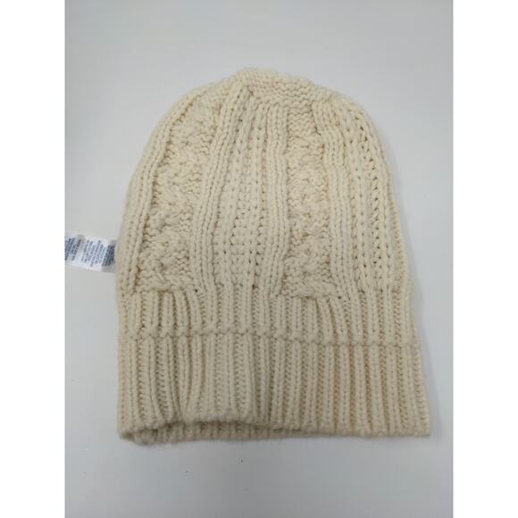 K Accessories Cable Knit Beanie Hat Cream 100% Recycle Material - Picture 10 of 11